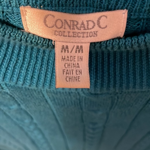 Conrad C womens cable knot teal sweater long sleeve size M. Stretchy material. - Picture 2 of 10